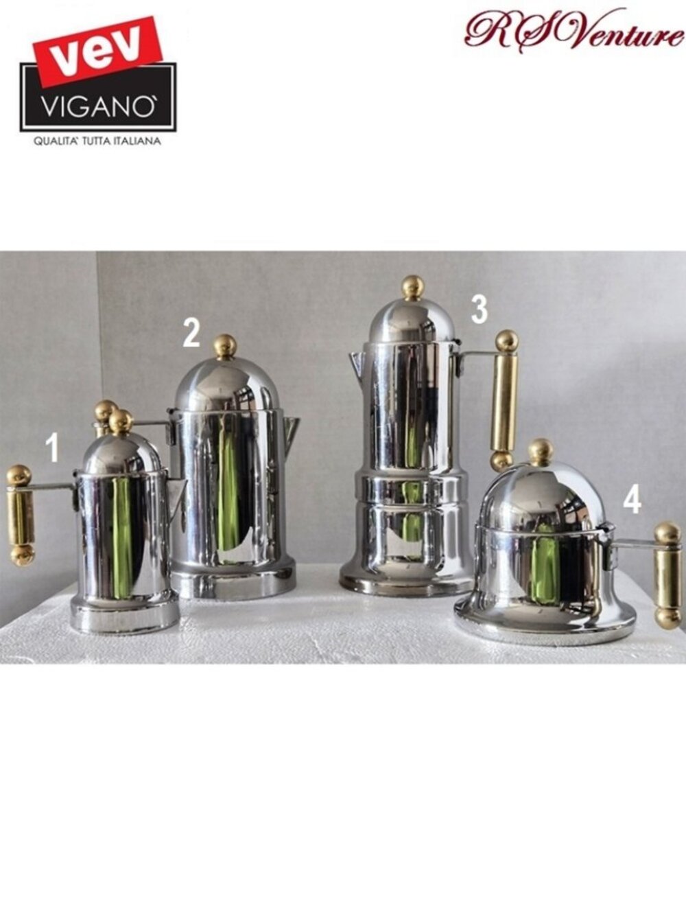 4pc. Italian Vintage Espresso Set "Kontessa Oro"